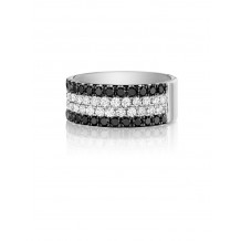 Henri Daussi 9mm Men's Wedding Band MB5 14k Gold White B 1.40 Ctw., W 1.10 Ctw. Black Diamond, White Diamond