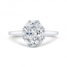Shah Luxury 18K White Gold Oval Cut Diamond Halo Engagement Ring (Semi-Mount)
