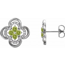 Platinum Peridot & 1/5 CTW Diamond Clover Earrings