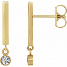 14K Yellow 1/8 CTW Diamond Bar Earrings