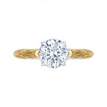 Shah Luxury Round Cut Solitaire Diamond Vintage Engagement Ring In 14K Two-Tone Gold (Semi-Mount)