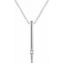 14K White .015 CT Diamond Bar 16-18 Necklace