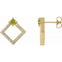 14K Yellow Peridot & 1/3 CTW Diamond Earrings