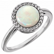 14K White Opal Ring