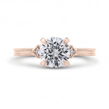 Shah Luxury 14K Rose Gold Round Cut Diamond Engagement Ring (Semi-Mount)