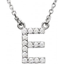 14K White Initial E 1/8 CTW Diamond 16 Necklace