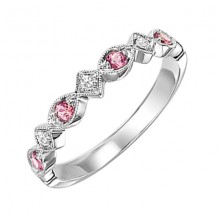 Gems One 14Kt White Gold Diamond (1/20Ctw) & Pink Tourmaline (1/6 Ctw) Ring