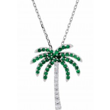 14K White Tsavorite Garnet & .08 CTW Diamond 16 Necklace