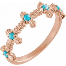 14K Rose Turquoise Cross Ring