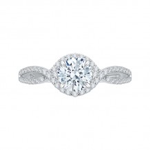 Shah Luxury Round Diamond Engagement Ring In 14K White Gold with Split Shank (Semi-Mount)