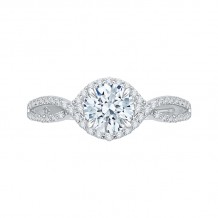 Shah Luxury Round Diamond Engagement Ring In 14K White Gold with Split Shank (Semi-Mount)