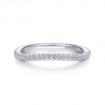 Gabriel & Co. 14k White Gold Contemporary Curved Wedding Band