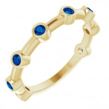 14K Yellow Blue Sapphire Bezel-Set Bar Ring