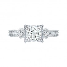 Shah Luxury Round Diamond Vintage Engagement Ring In 14K White Gold (Semi-Mount)