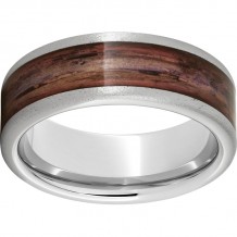 Serinium Pipe Cut Band with Cabernet Barrel Aged Inlay & Stone Finish