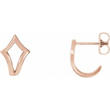 14K Rose Geometric J-Hoop Earrings