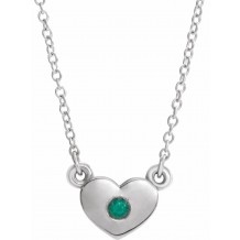 14K White Emerald Heart 16 Necklace