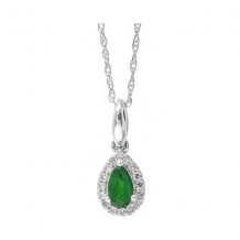 Gems One 10Kt White Gold Diamond (1/20Ctw) & Emerald (1/5 Ctw) Pendant