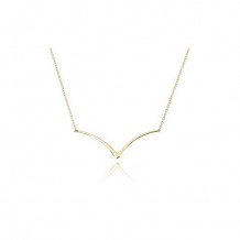 14K Yellow Gold Curved Edge V Necklace