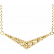 14K Yellow Sculptural V 18 Necklace