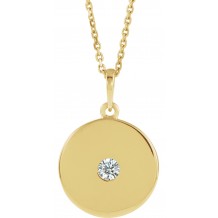 14K Yellow 1/10 CTW Diamond Disc Necklace