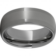 Rugged Tungsten  8mm Domed Polished Band with a 4mm Laser Satin Center