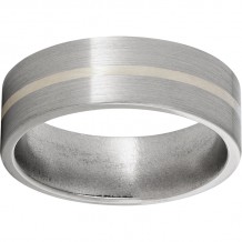 Titanium Flat Band with a 1mm Sterling Silver Inlay and Satin Finish