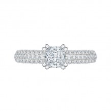 Shah Luxury 14K White Gold Princess Diamond Cathedral Style Engagement Ring (Semi-Mount)