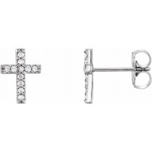 14K White 1/10 CTW Diamond Cross Earrings