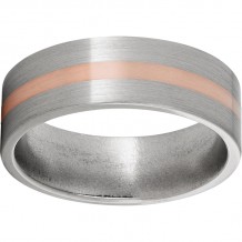 Titanium Flat Band with a 2mm 14K Rose Gold Inlay and Satin Finish