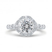 Shah Luxury 14K White Gold Round Cut Diamond Halo Engagement Ring (Semi-Mount)
