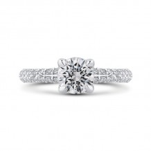 Shah Luxury 14K White Gold Round Diamond Engagement Ring (Semi-Mount)