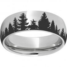 Serinium Domed Band with Pine Tree Laser Engraving