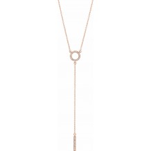 14K Rose 1/6 CTW Diamond Circle 16-18 Bar Y Necklace