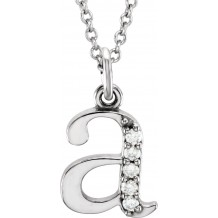 14K White .025 CTW Diamond Lowercase Initial a 16 Necklace