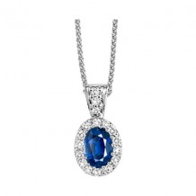 Gems One 14Kt White Gold Diamond (1/10Ctw) & Sapphire (1/2 Ctw) Pendant