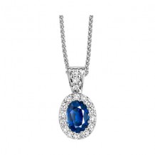 Gems One 14Kt White Gold Diamond (1/10Ctw) & Sapphire (1/2 Ctw) Pendant