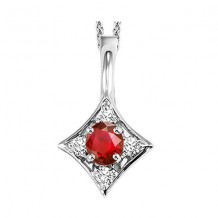 Gems One 14Kt White Gold Diamond (1/20Ctw) & Ruby (1/6 Ctw) Pendant