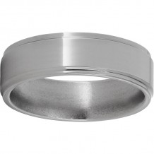 Titanium Flat Band with Grooved Edges and Polish Finish