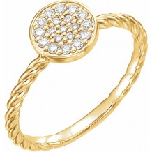 14K Yellow 1/6 CTW Diamond Cluster Rope Ring