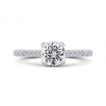 Shah Luxury Round Diamond Engagement Ring In 14K White Gold (Semi-Mount)