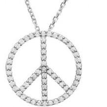 14K White 1/3 CTW Diamond Tiny Peace Sign 16 Necklace