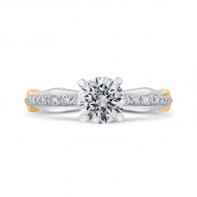 Shah Luxury 14K Two-Tone Gold Round Diamond Engagement Ring with Euro Shank (Semi-Mount)