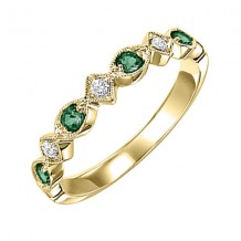 Gems One 14Kt Yellow Gold Diamond (1/20Ctw) & Emerald (1/6 Ctw) Ring