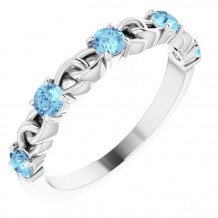 14K White Aquamarine Stackable Link Ring