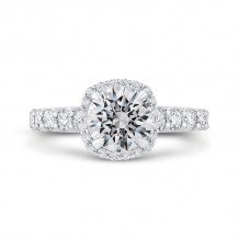 Shah Luxury 14K White Gold Round Diamond Halo Engagement Ring (Semi-Mount)