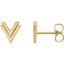 14K Yellow 8 mm Double V Earrings