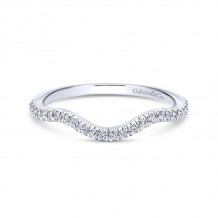 Gabriel & Co. 14k White Gold Contemporary Curved Wedding Band