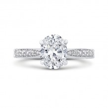 Shah Luxury 14K White Gold Oval Diamond Engagement Ring (Semi-Mount)