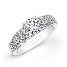 18k White Gold Pave Bezel Set White Diamond Engagement Ring